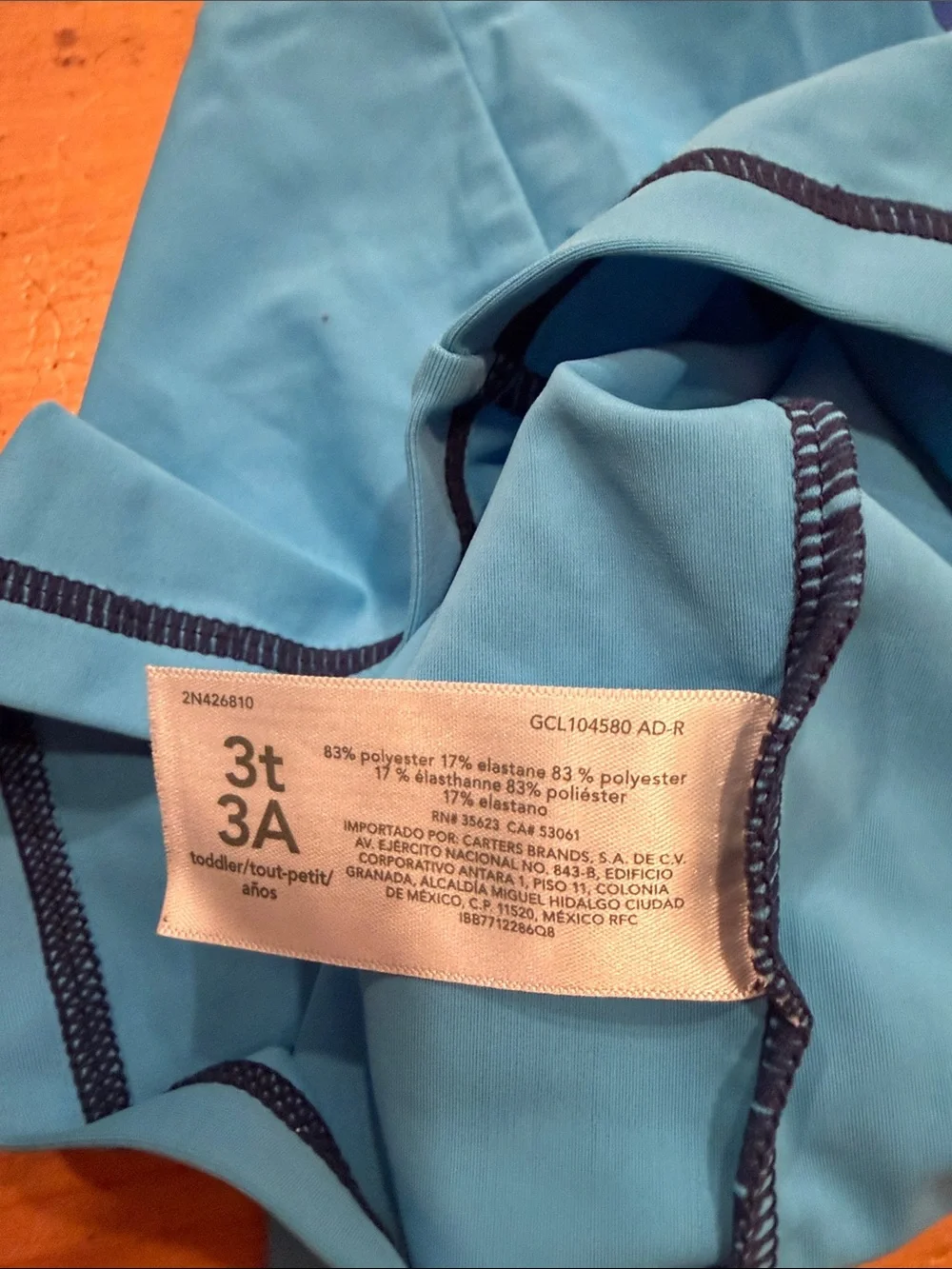 Carter's Light Blue Navy 'Friends With Fins' Boys Rashguard Swim Set 3T